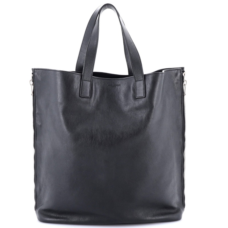 Side Zip Shopper Tote Leather Tall