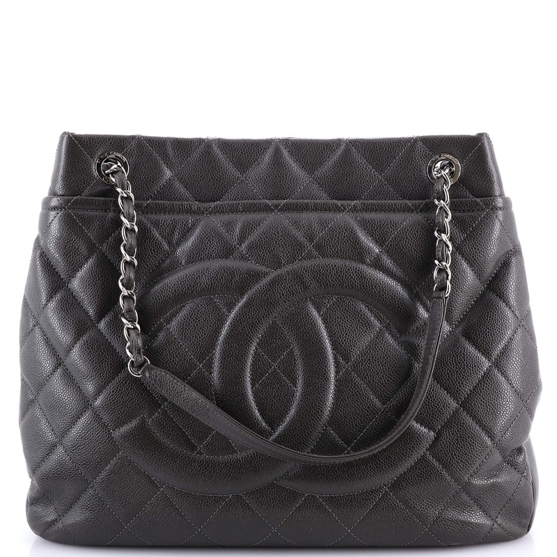 Timeless CC Soft Tote Quilted Caviar Large