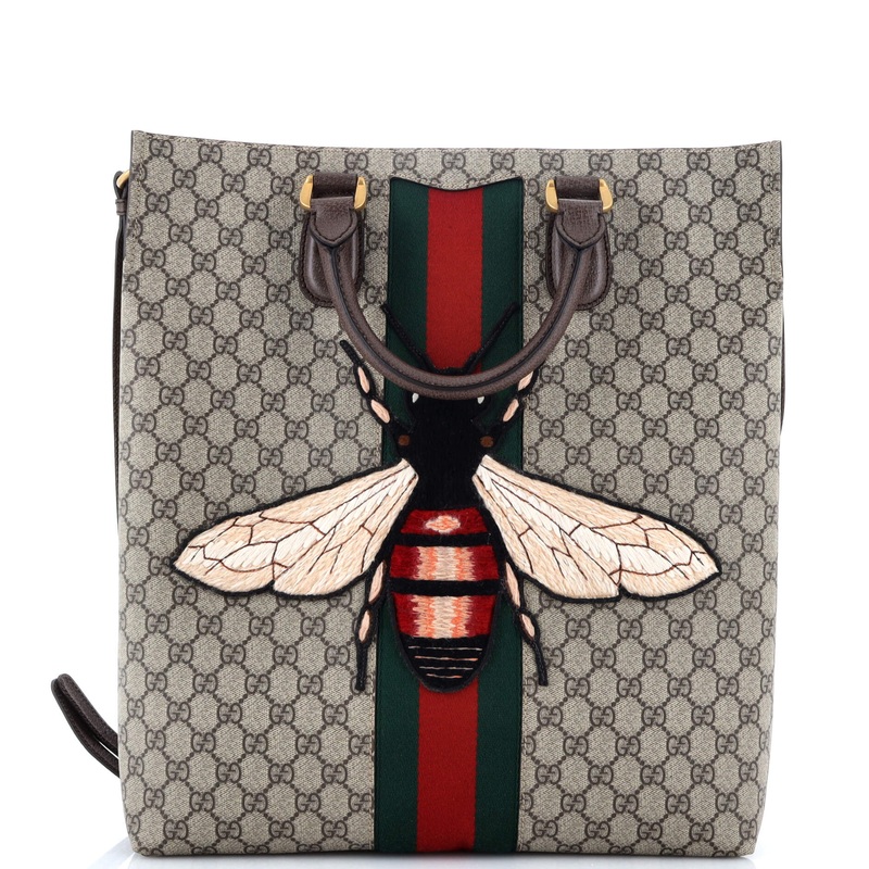 Animalier Bee Web Vertical Tote GG Coated Canvas Medium
