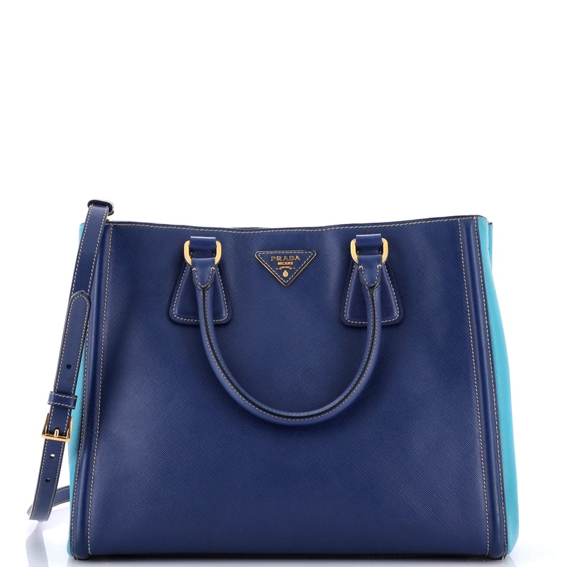 Bicolor Lux Convertible Open Tote Saffiano Leather Medium