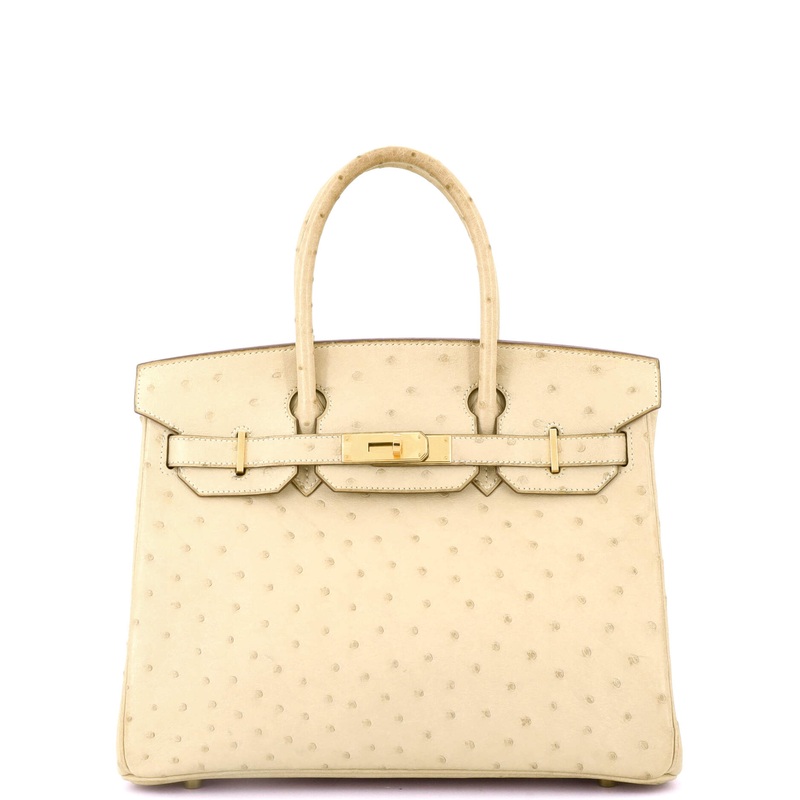 Birkin Handbag Light Ostrich with Gold Hardware 30