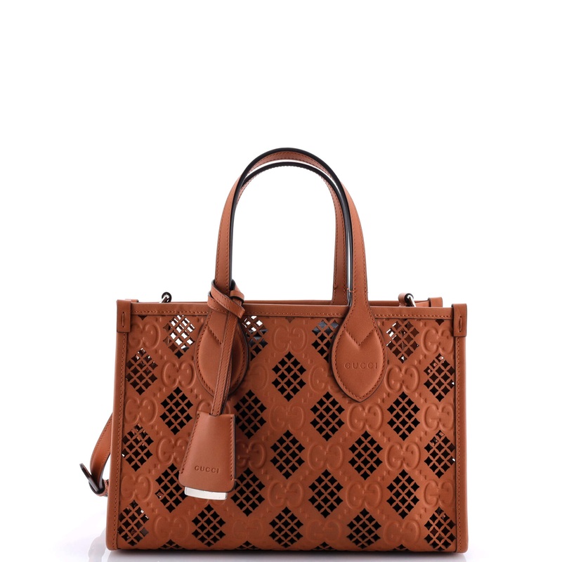 Convertible Tote GG Debossed Laser Cut Leather Small