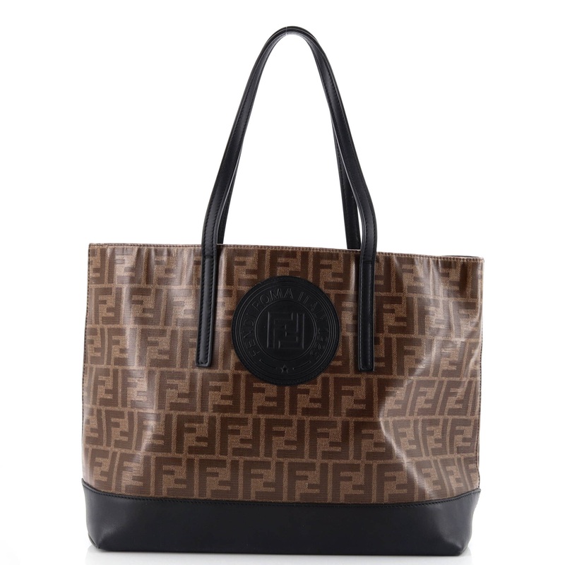 FF Logo Stamp Shopping Tote Zucca Coated Canvas Medium
