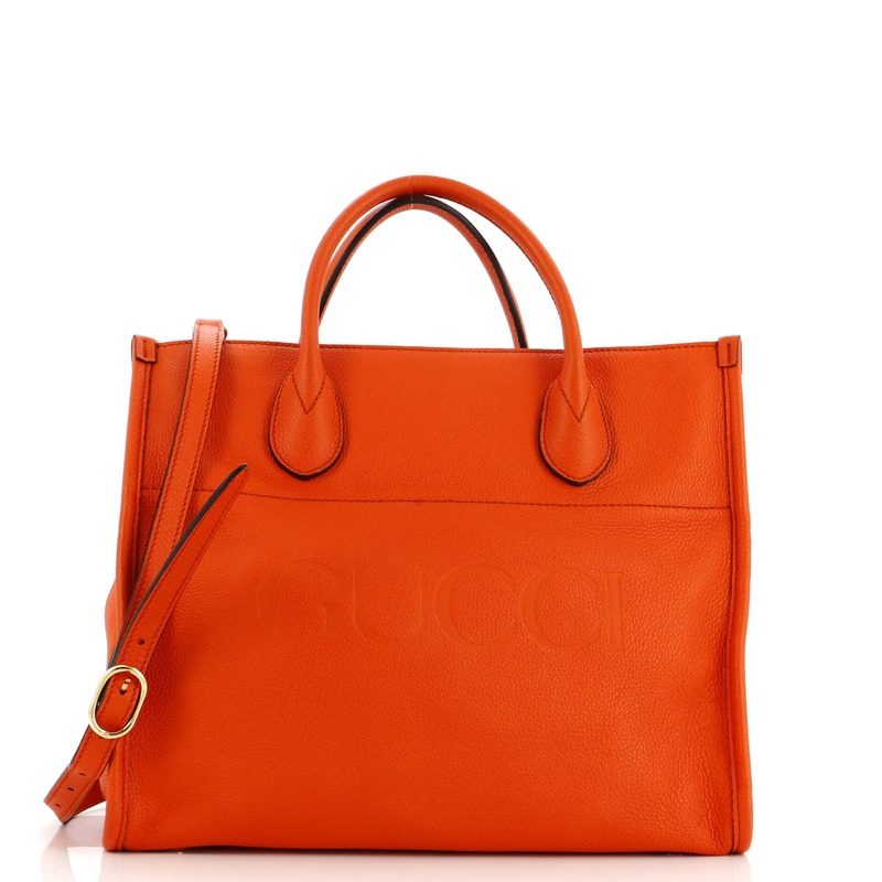 Logo Tote Embossed Leather Small