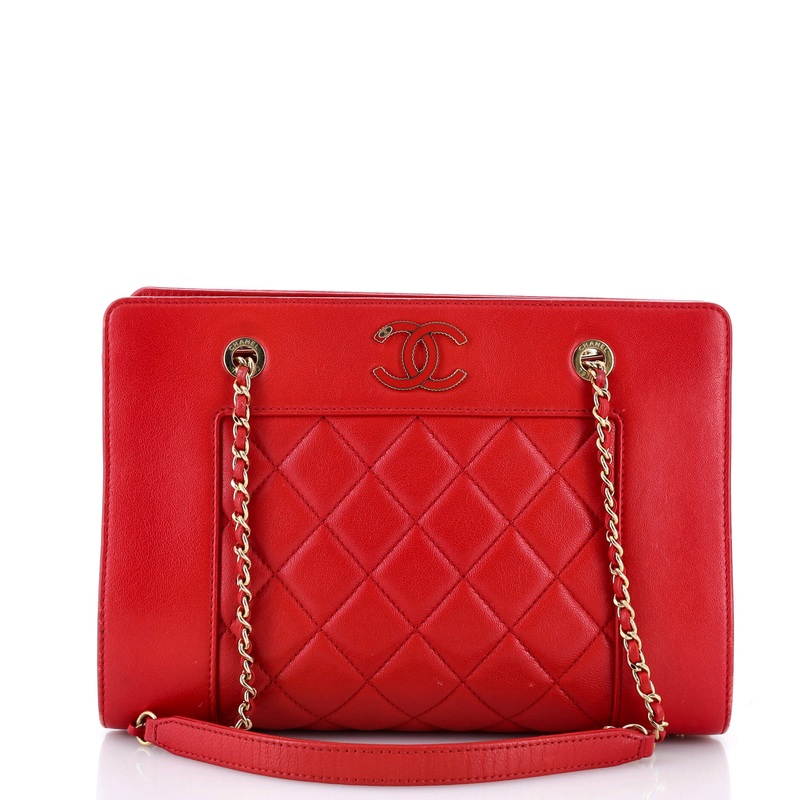 Mademoiselle Vintage Shopping Tote Quilted Sheepskin Small