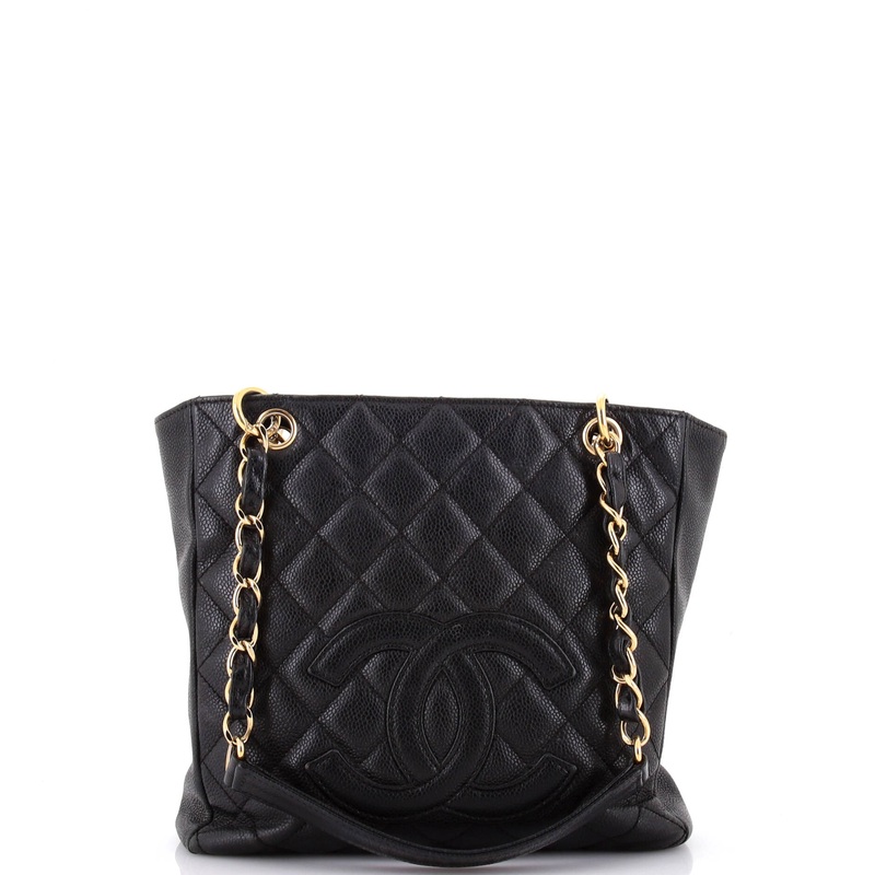 Petite Shopping Tote Quilted Caviar Large