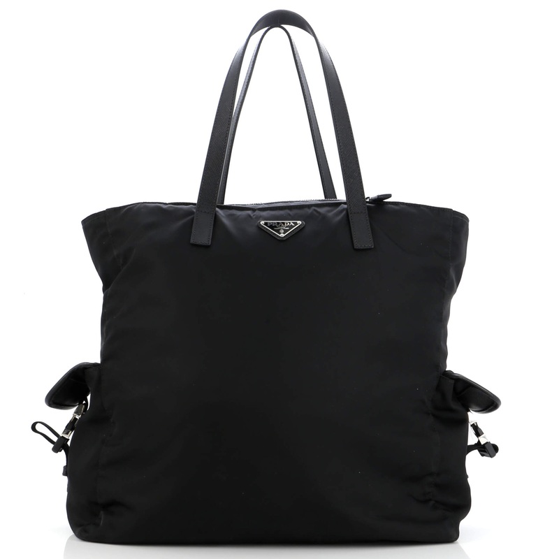 Side Pocket Zipped Tote Tessuto Large