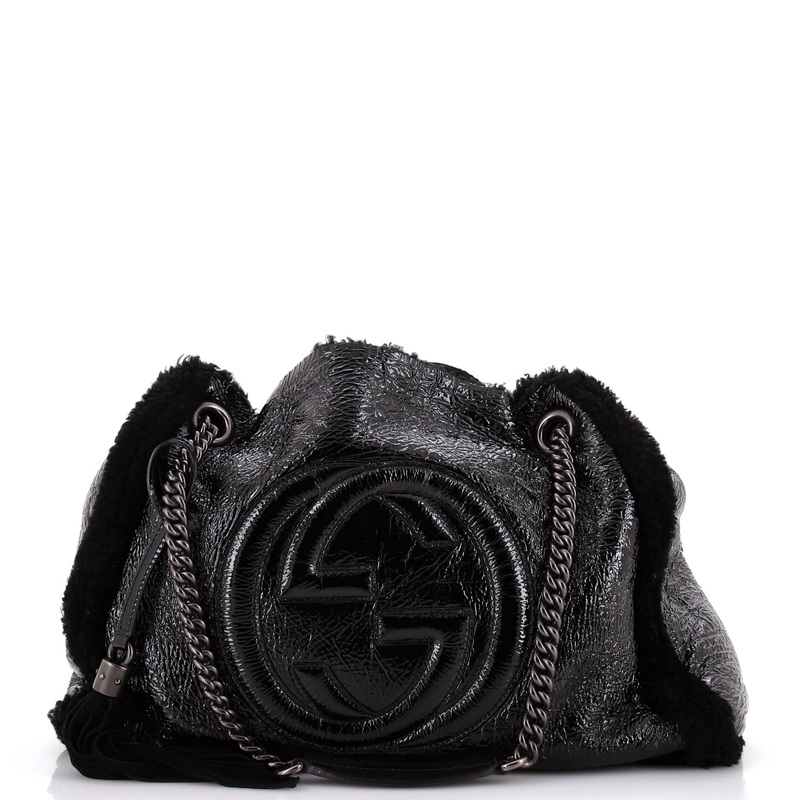 Soho Chain Strap Shoulder Bag Patent and Shearling Medium