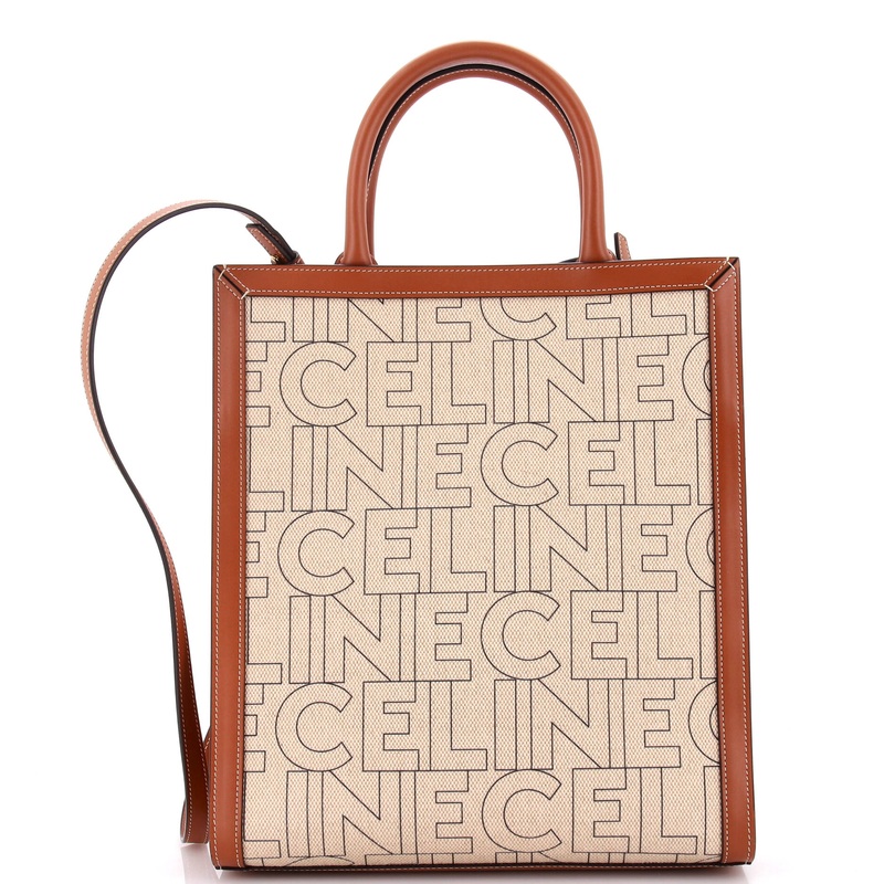 Vertical Cabas Tote Printed Canvas and Leather Small