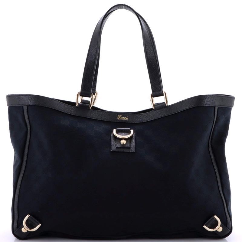 Abbey D-Ring Tote GG Canvas with Leather Large
