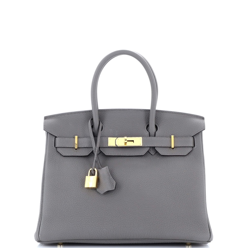 Birkin Handbag Grey Togo with Gold Hardware 30
