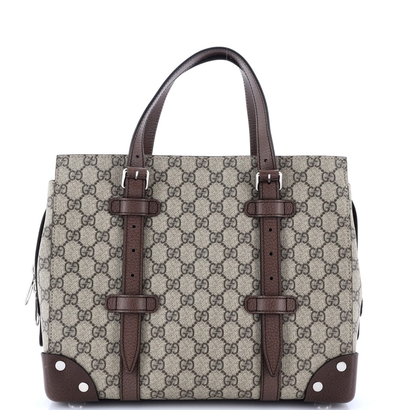 Buckle Travel Tote GG Coated Canvas with Leather Medium
