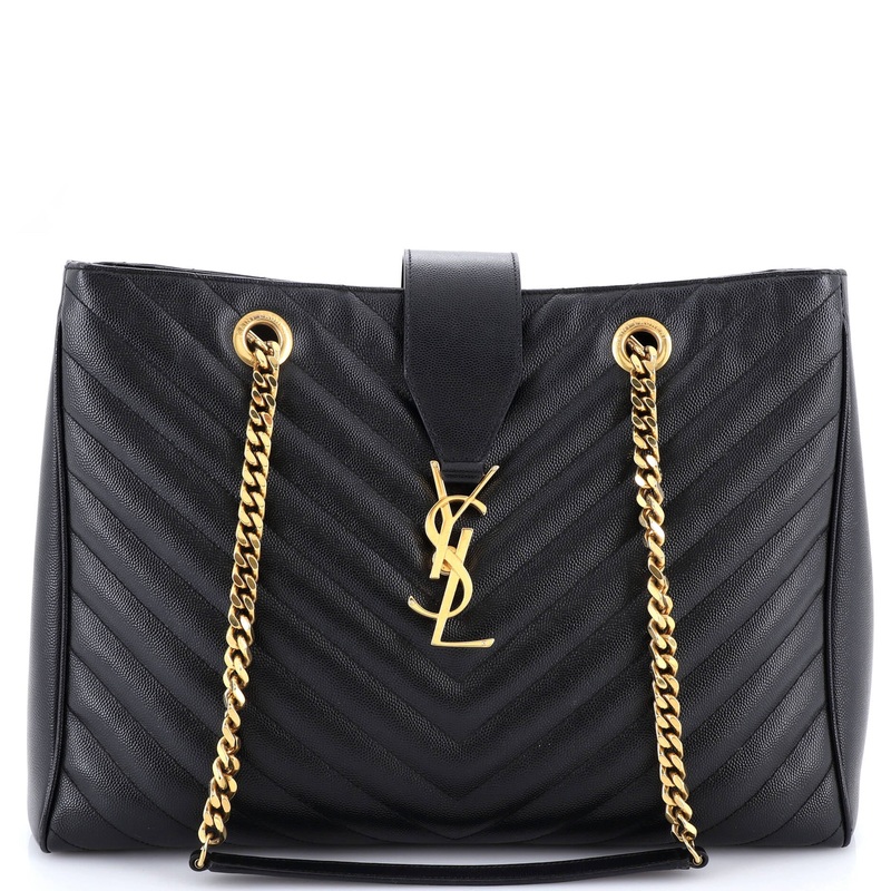 Classic Monogram Shopper Matelasse Chevron Leather Large