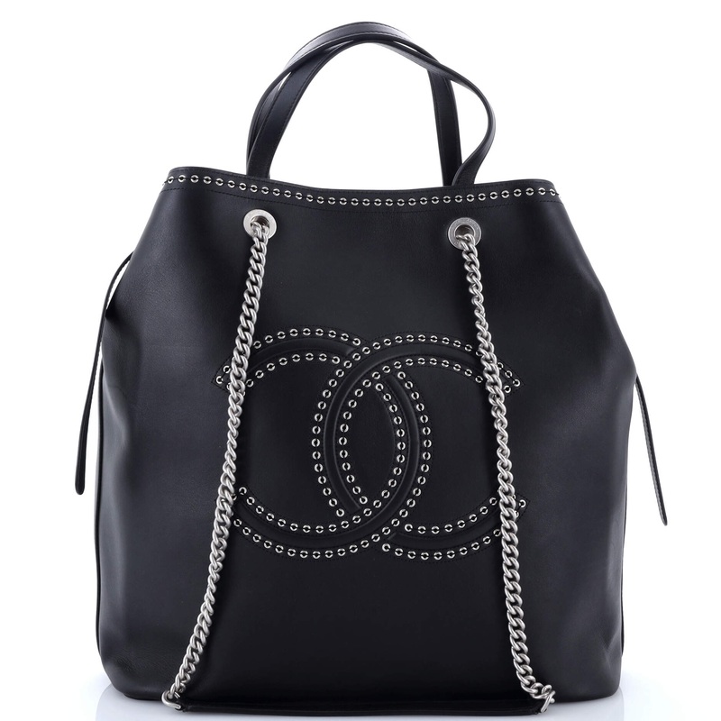 Coco Eyelets Shopping Tote Calfskin Large