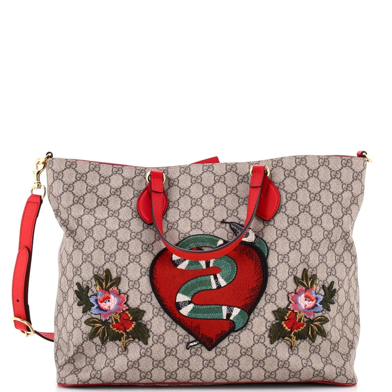 Convertible Soft Tote Embroidered GG Coated Canvas Medium