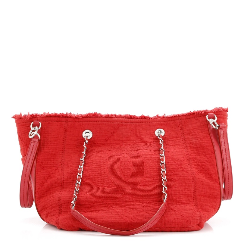 Double Face Deauville Tote Fringe Quilted Canvas Small