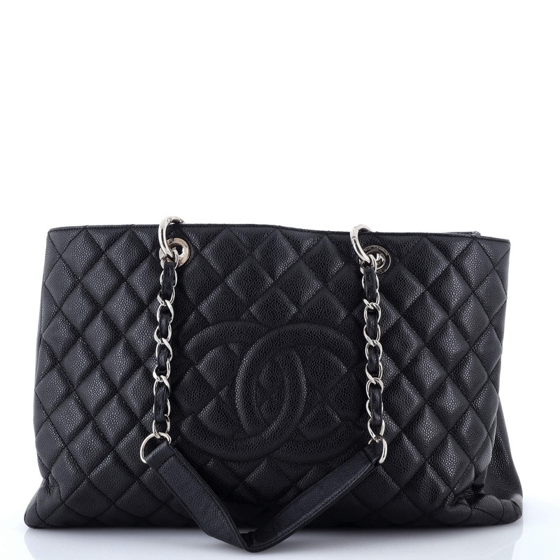 Grand Shopping Tote Quilted Caviar XL