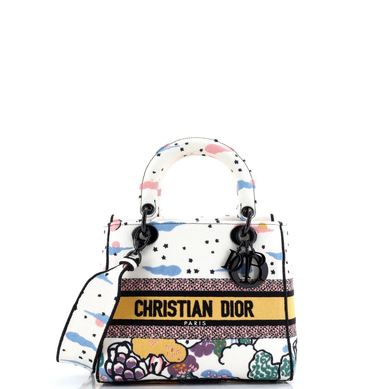 Lady D-Lite Bag Mizza Embroidered Canvas Medium