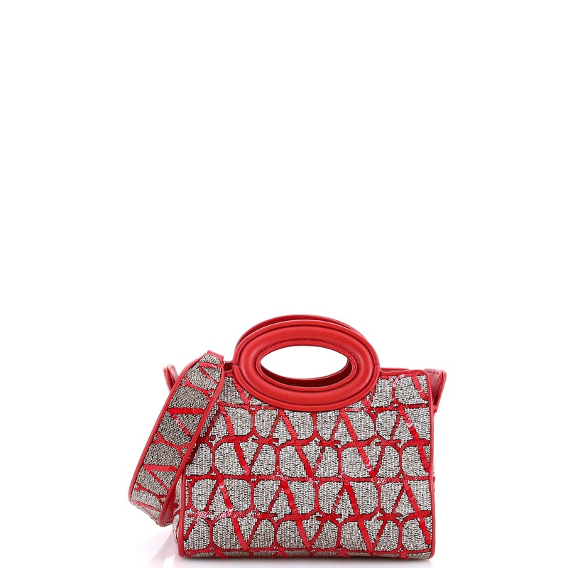 Le Troisieme Tote Beaded Iconograph Fabric with Leather Mini