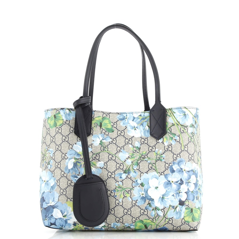 Reversible Tote Blooms GG Print Leather Small