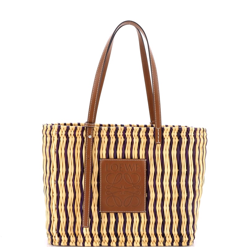 Square Basket Tote Woven Raffia Small