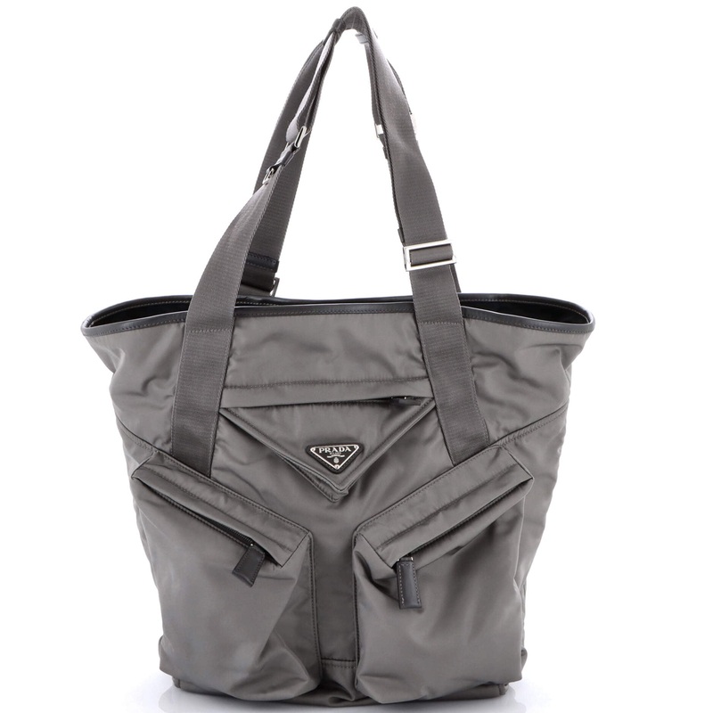 Triangle Logo Multi-Pocket Open Tote Re-Nylon