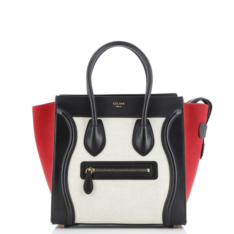 Tricolor Luggage Bag Canvas and Leather Micro