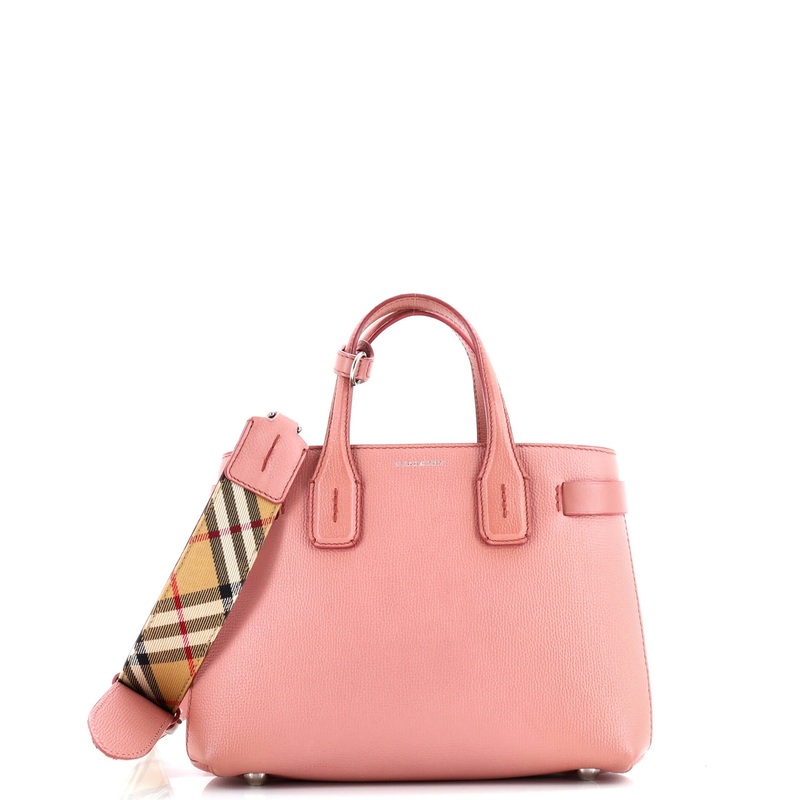 Banner NM Tote Leather with Vintage Check Canvas Small