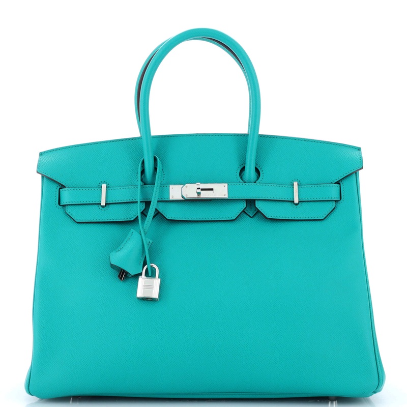 Birkin Handbag Bleu Paon Epsom with Palladium Hardware 35