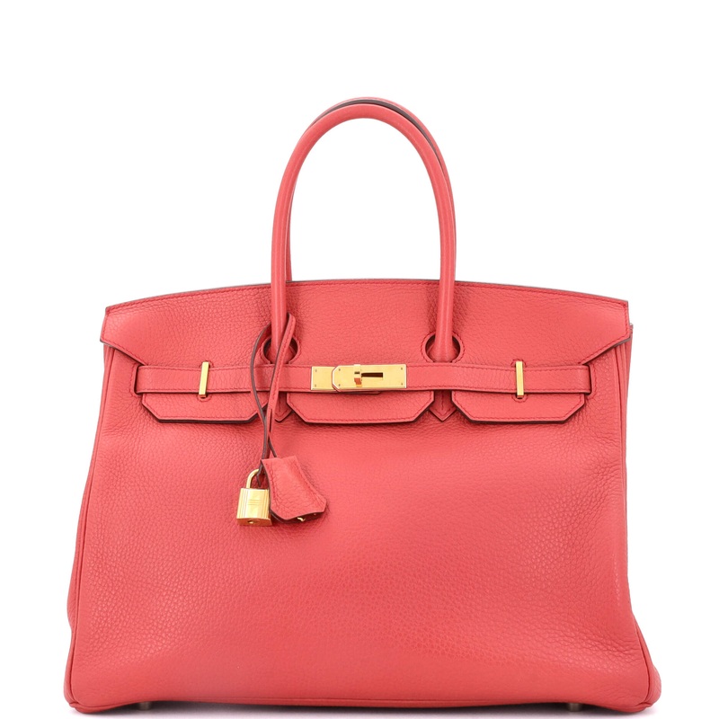 Birkin Handbag Bougainvillea Clemence with Gold Hardware 35