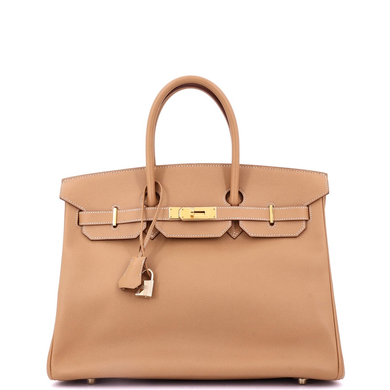 Birkin Handbag Natural Courchevel with Gold Hardware 35