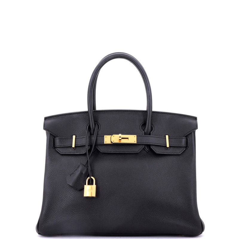 Birkin Handbag Noir Novillo with Gold Hardware 30
