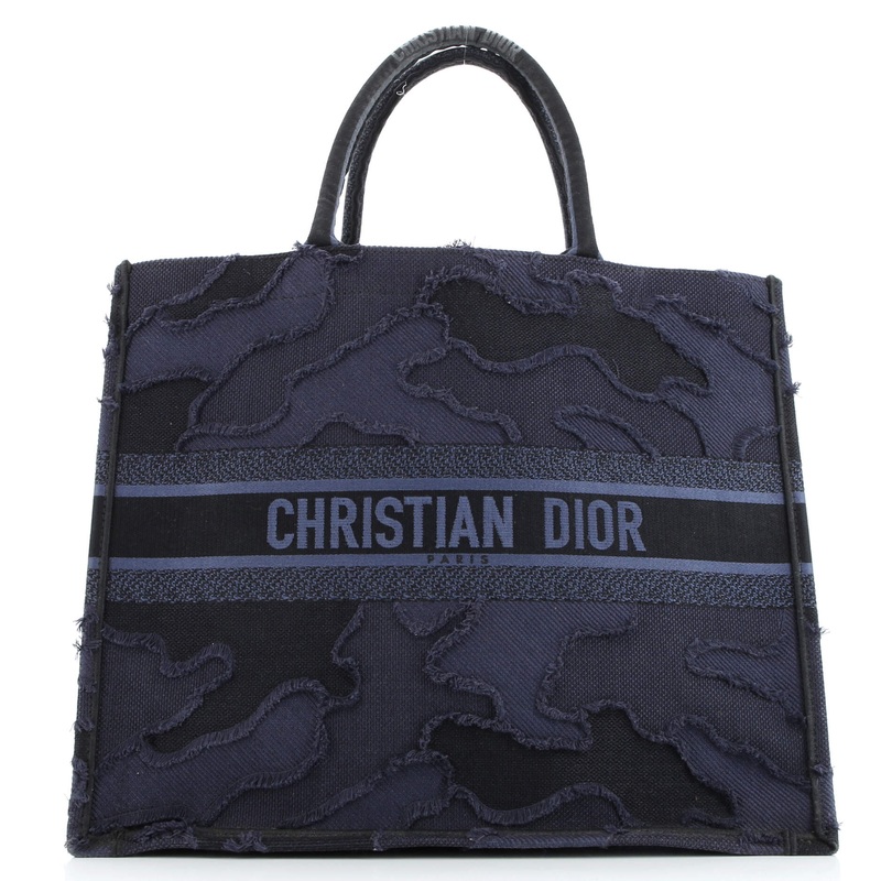 Book Tote Camouflage Embroidered Canvas Large