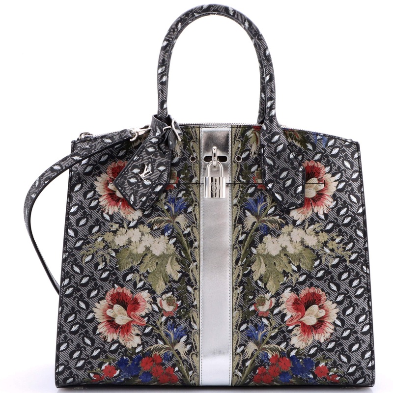 City Steamer Handbag Floral Printed Epi Leather MM