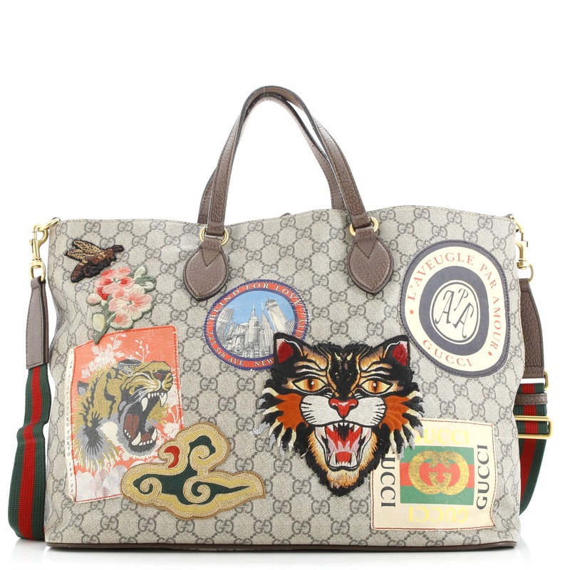 Courrier Convertible Soft Open Tote GG Coated Canvas with Applique Large