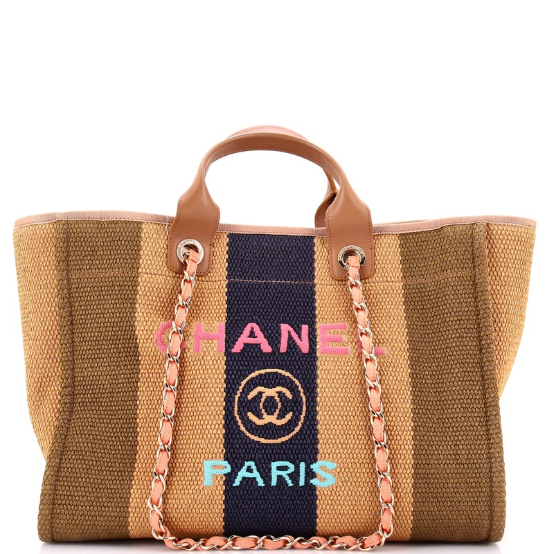 Deauville Tote Striped Viscose Canvas Medium