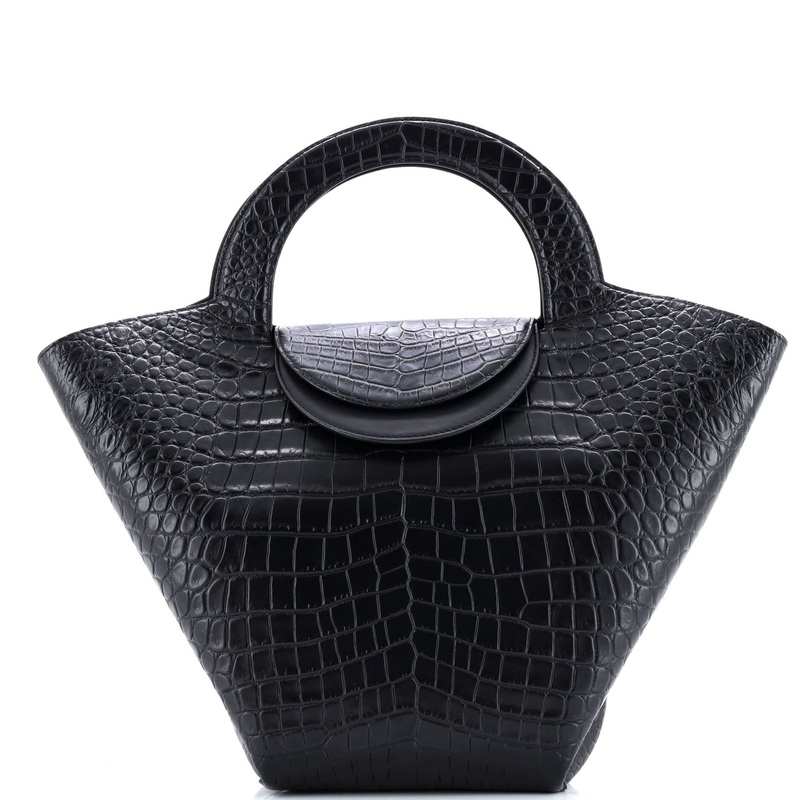 Doll Tote Crocodile Embossed Leather Medium
