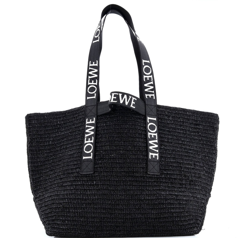 Fold Logo Strap Tote Raffia Large