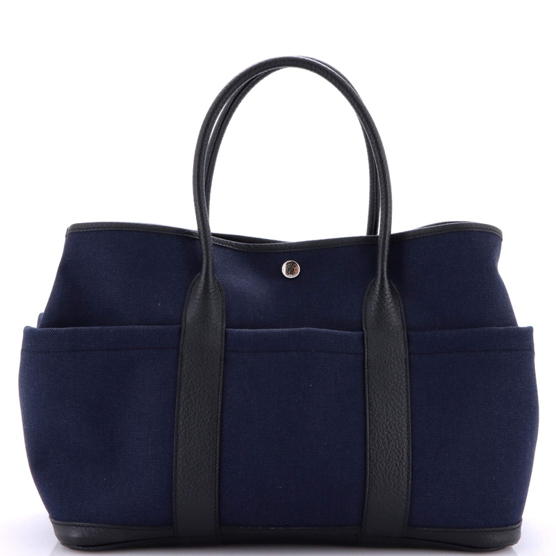 Garden Party Pockets Tote Toile and Leather 36