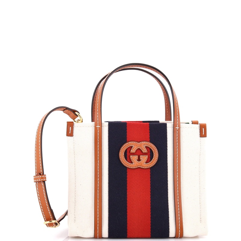 Interlocking G Web Tote Canvas Small