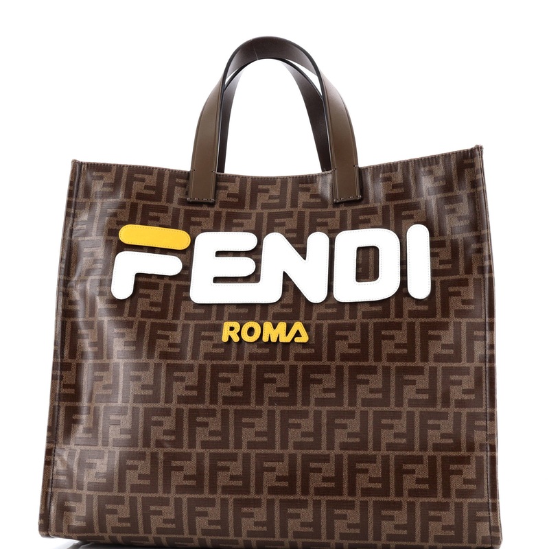 Mania Logo Shopper Tote Zucca Coated Canvas Large