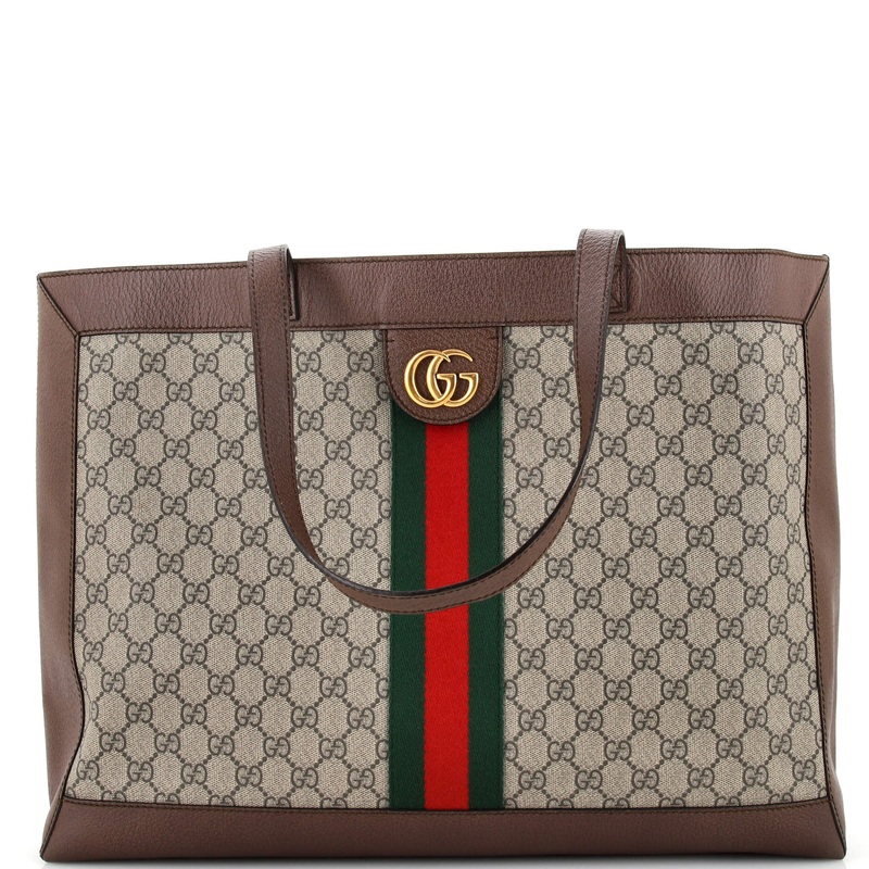 Ophidia Soft Open Tote GG Coated Canvas East West