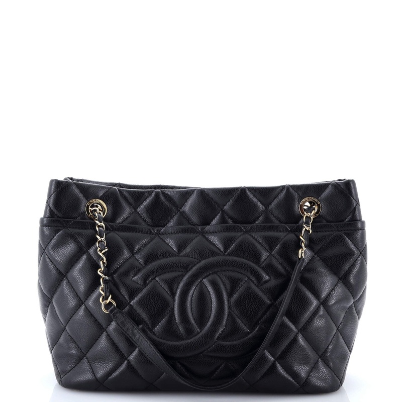 Timeless CC Soft Tote Quilted Caviar Medium