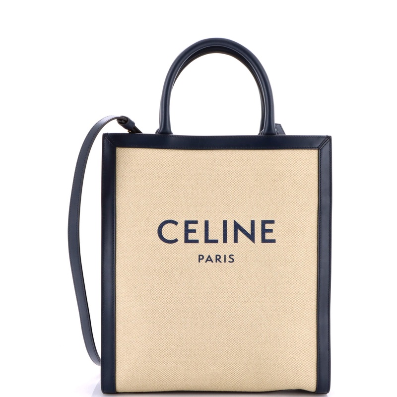 Vertical Cabas Tote Canvas with Leather Small