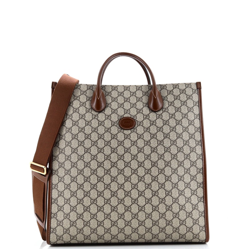 Vertical Structured Top Handle Open Tote GG Coated Canvas Medium