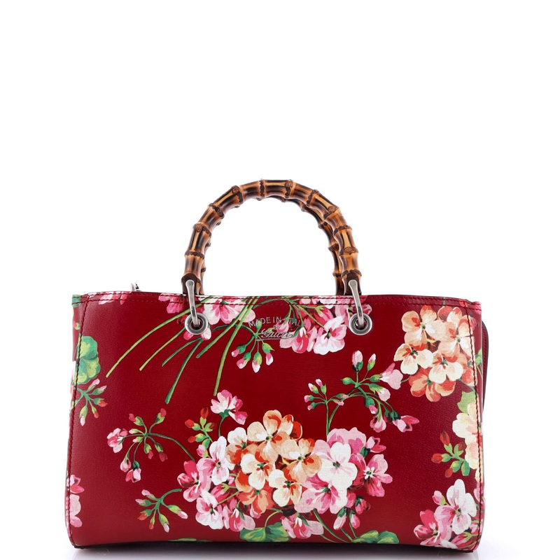 Bamboo Shopper Tote Blooms Print Leather Medium