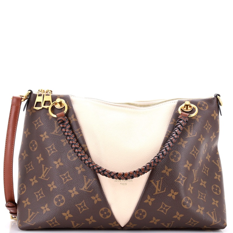 Braided Handle V Tote Monogram Canvas and Leather MM