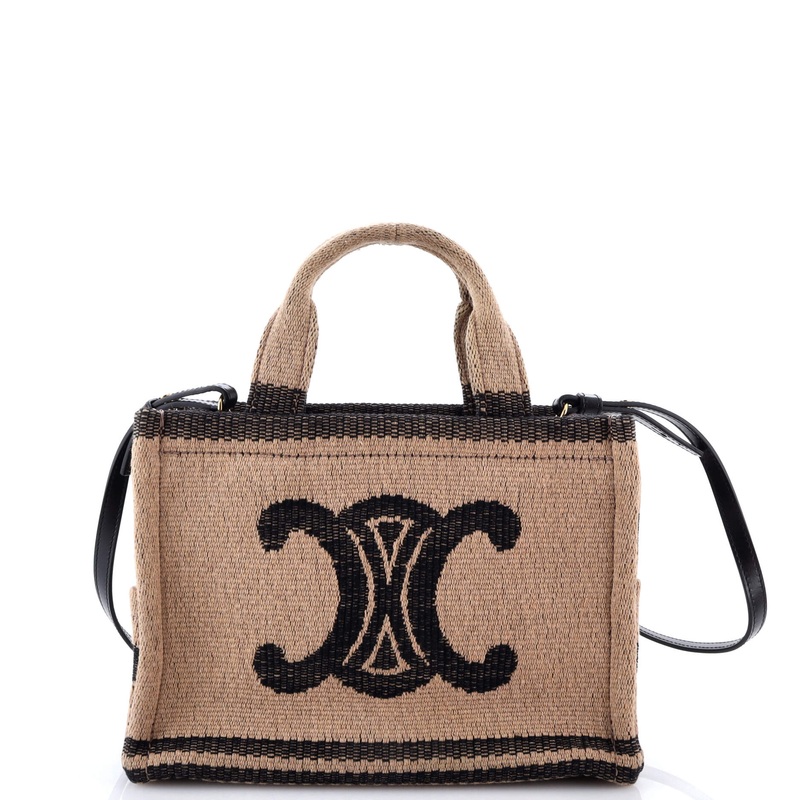 Cabas Thais Tote Triomphe Print Raffia Small