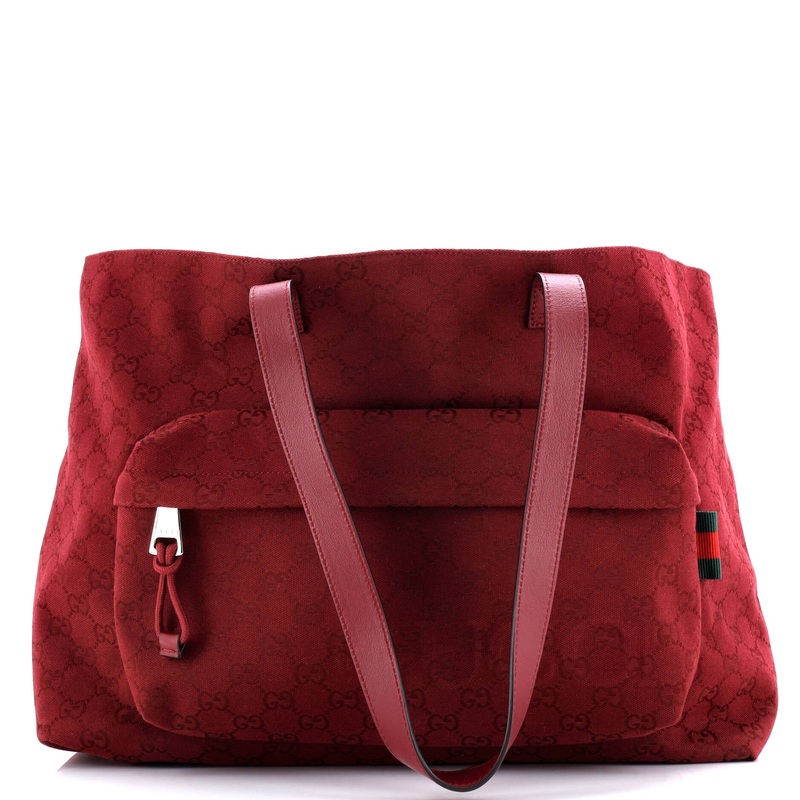 Front Pocket Debossed Logo Tote GG Canvas Large