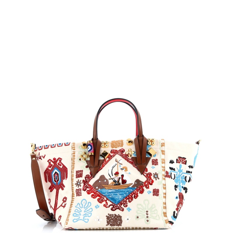Greekaba Tote Studded Embroidered Canvas Small